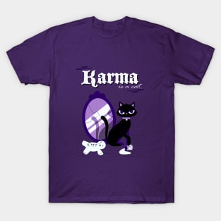 karma is a cat purple T-Shirt